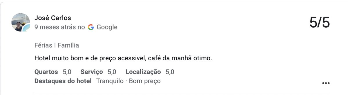 Depoimento de hóspede