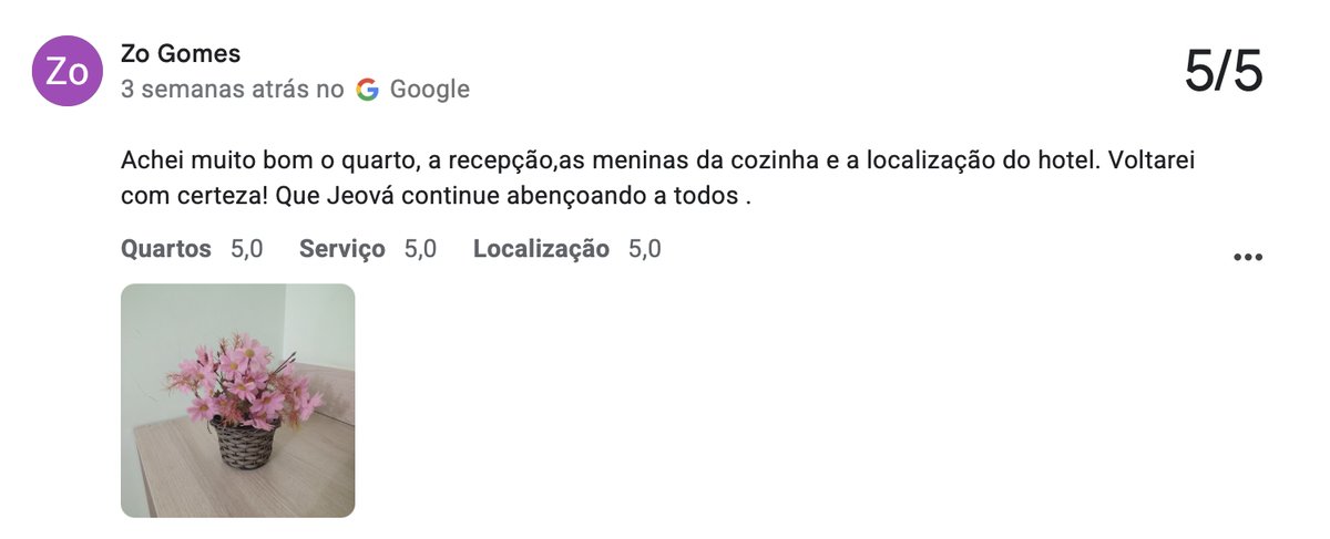 Depoimento de hóspede